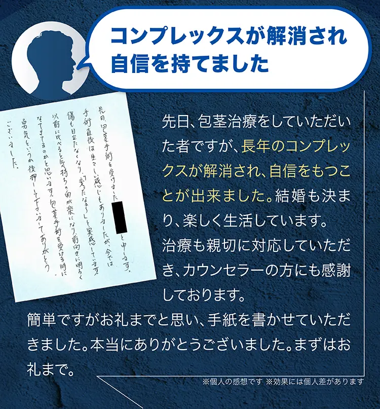 コンプレックスが解消され自信を持てました