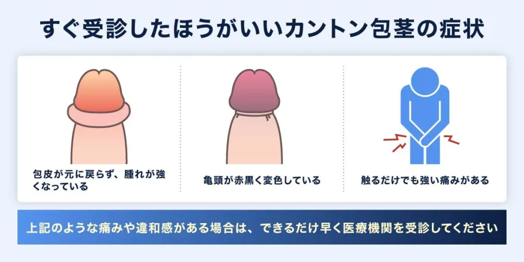 すぐ受診したほうがいいカントン包茎の症状の説明